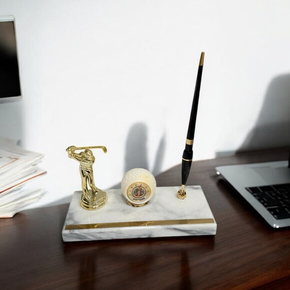 Vintage Golf desk pen holder & Thermometer set - Picture 1 of 10